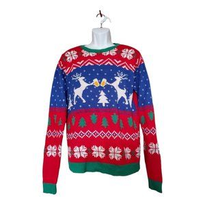 VTG Jolly Sweaters Mens L  Ugly Christmas Sweater Deer Cheers Beer